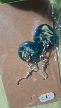 Boucles d'oreilles ronde bleue 10