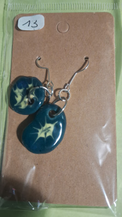 Boucles d'oreilles ronde bleue 13