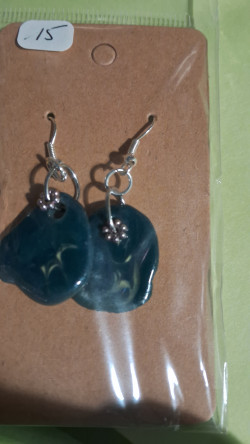 Boucles d'oreilles ronde bleue 15